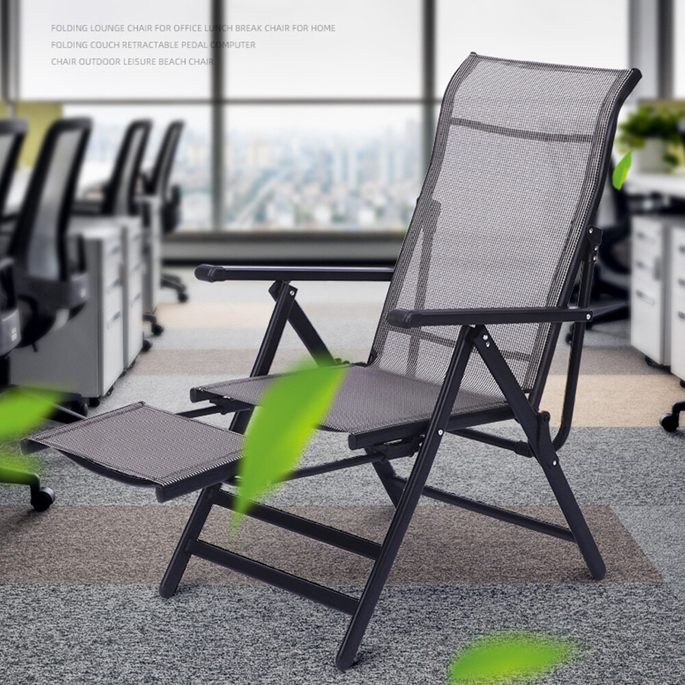 Lounge Chair Folding High Back Lawn Chairs w/ Retractable