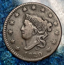 1820/19 Matron Head Large Cent Penny  XF - Overdate  OFF CENTER ERROR TYPE COIN