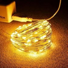 USB LED String Lights Silver Wire Garland Light Waterproof Fairy Lights