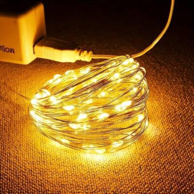USB LED String Lights  Silver Wire Garland Light Waterproof Fairy Lights