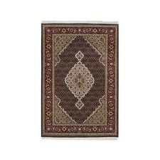 4' x 6'1" Rich Black Tebraz Mahi Design 175 KPSI Hand Knotted Wool Rug R65099