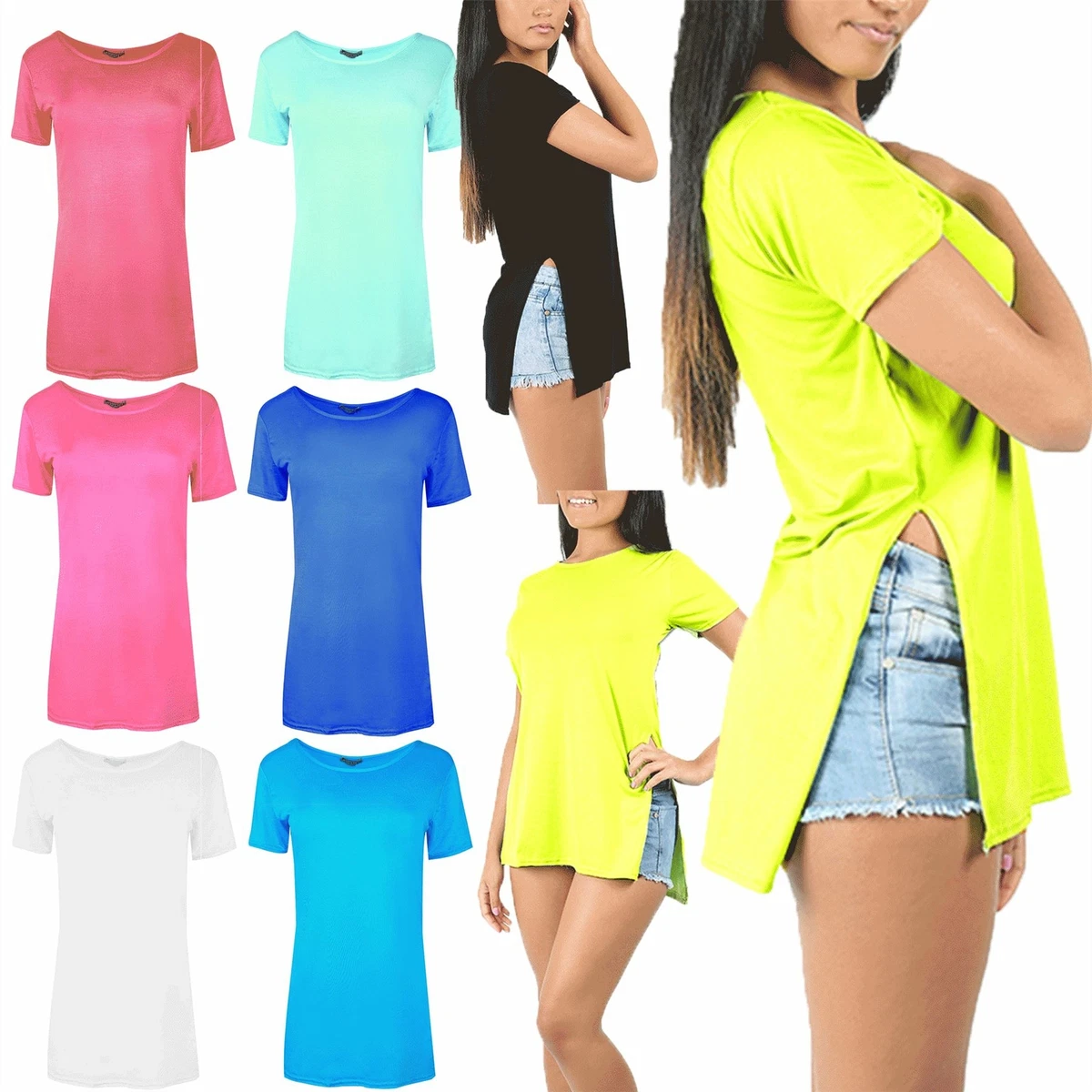 Double side slits split long t shirt cheap