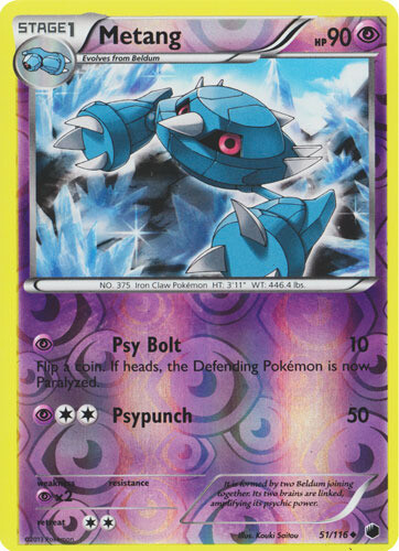 Metang - 51/116 - Uncommon - Reverse Holo x1 - Lightly Played - BW Plasma Freeze