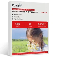 Koala Double Sided Photo Paper 8.5x11 69lb Linen Textured Inkjet Printer 50 Ct
