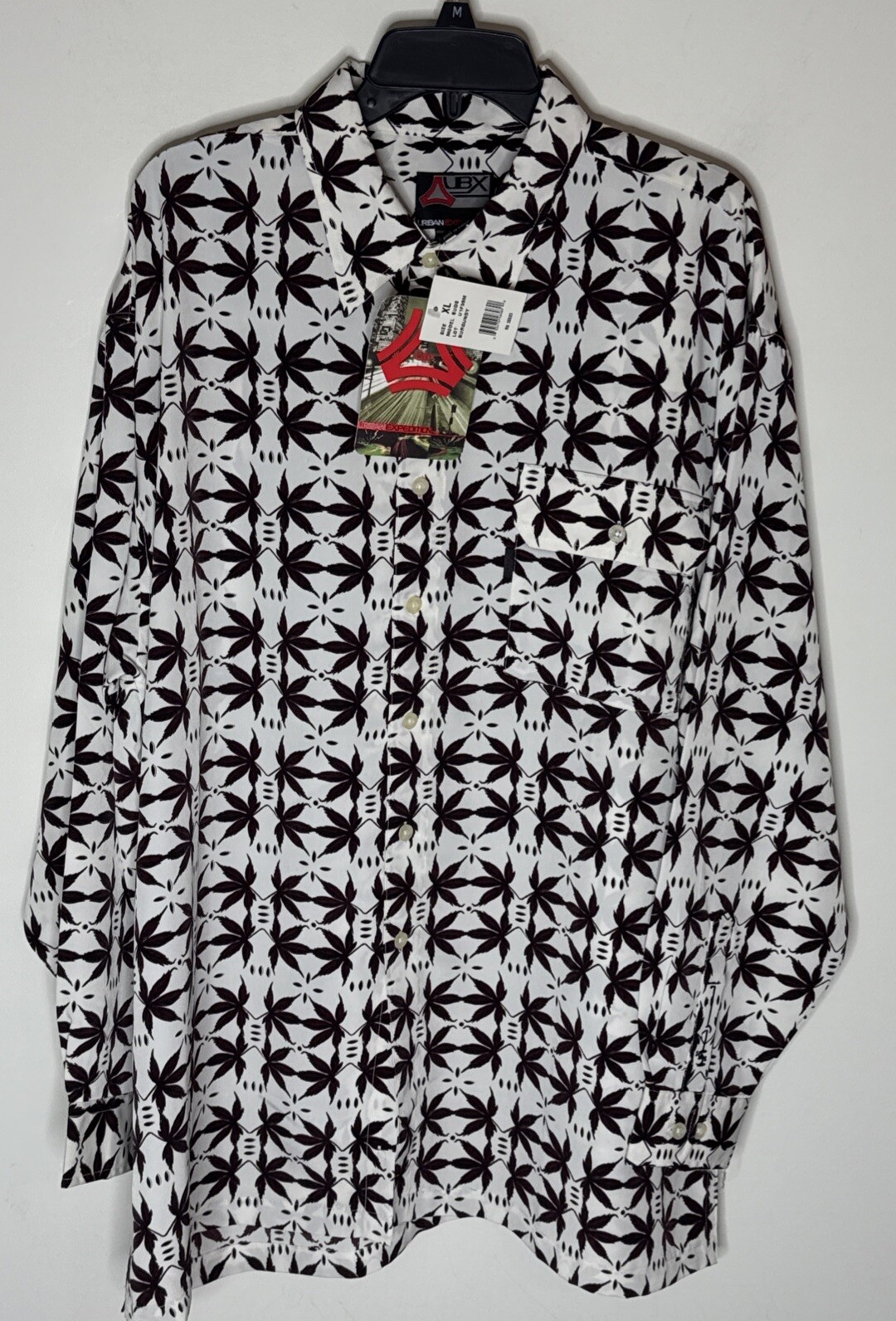 Vintage Urban Expedition Button Shirt Mens XL Collar Deadstock NWT Weed Herb Y2K