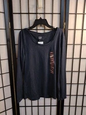 GAP LADIES LONG SLEEVE SHIRT SCOOP NECK NAVY SIZE XSMALL NWT