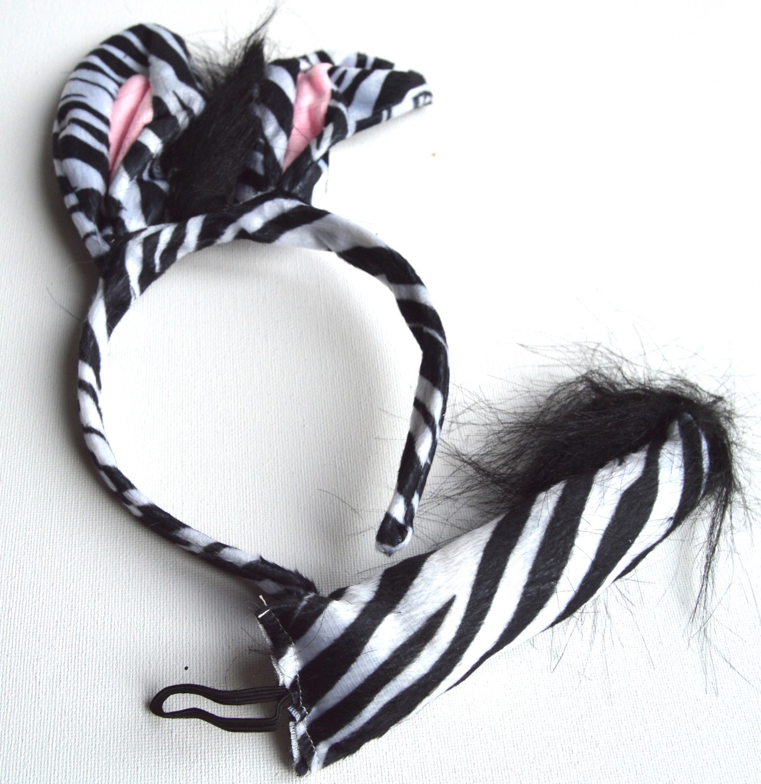 NEW Black And White Zebra Ears Aliceband And Tail Set Party Hen Do Fancy Dress