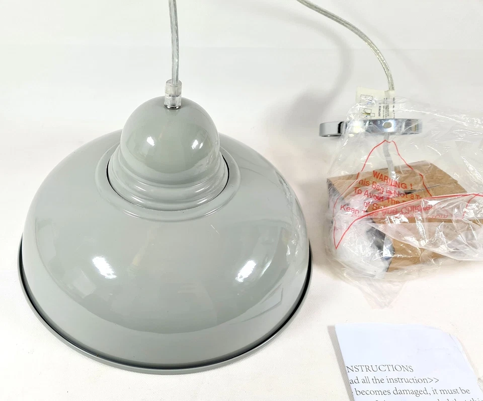 Lámpara colgante de techo Premier Housewares Vermont, gris pedernal, cromada Foto 3 de 4