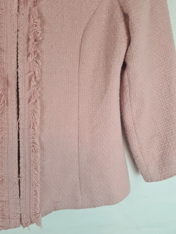 Cynthia Rowley Pink Tweed Fringe Jacket Size Small - Image 4 of 4