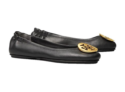 Tory Burch Minnie Travel Ballet With Metal Logo- Sz 5 (Perfect