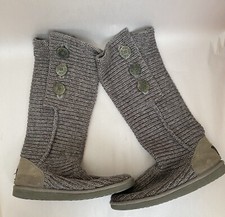 UGG Australia Classic Cardy Triplet Boot Tall Knit Grey Size 9