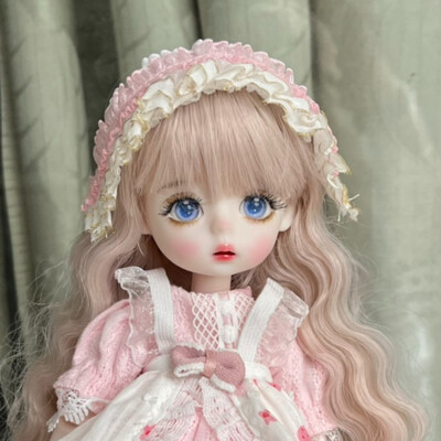 1/6 BJD Doll Toy Cute Girl Doll + Dress Headband Shoes Pink Wavy Wigs Full  Set | eBay