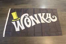 Willy Wonka Banner Flag Chocolate Bar Factory Logo Movie Fan Kids Room Decor