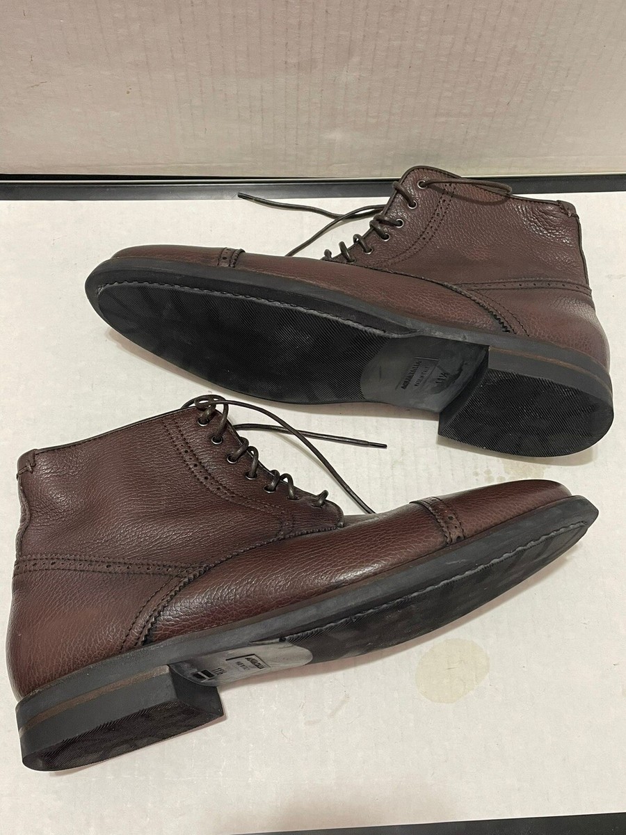 AQUATALIA Men\'s Carter US9,5 Brown Leather Lace-Up Cap Toe Ankle Boots Aquatalia Carter Mens Dark Brown Leather Cap Toe Lace Up  main image 4