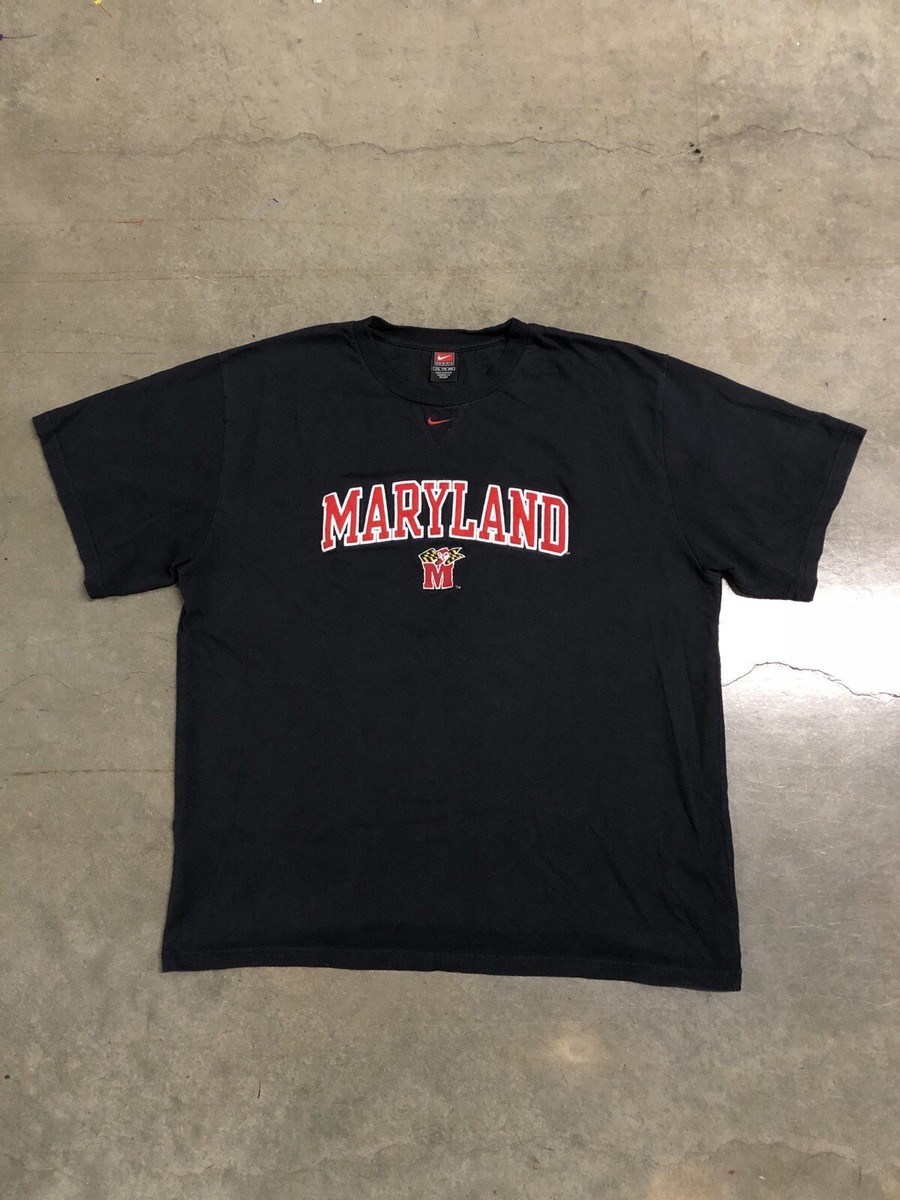 Vintage Y2K University Of Maryland Nike Center Swoosh Spellout T
