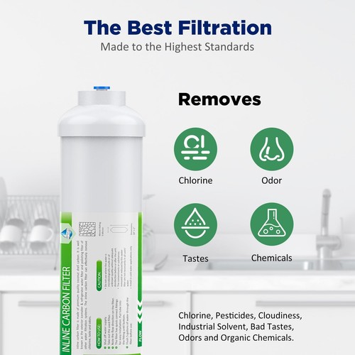 1-50PCS 10"x2" T33 Inline Carbon Water Filter 1/4" QC for Refrigerator Ice Maker - Picture 4 of 24