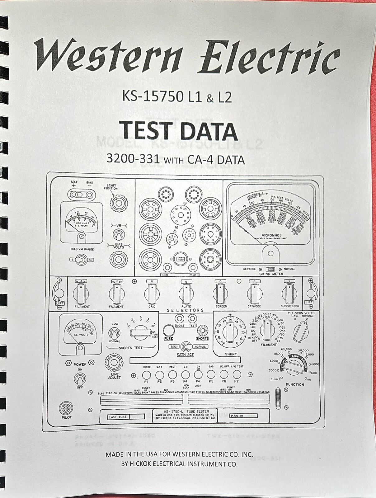 WESTERN ELECTRIC  KS-15750-L1 & L2 Tube Test Data, ALL the Data There Is.