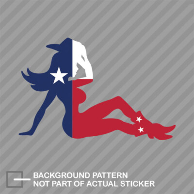 Right Facing Mudflap Cowgirl Texas Flag Shaped Sticker Decal Vinyl TX