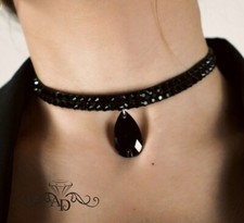 Black dance choker, bellydance black choker, black ballroom choker, jet choker