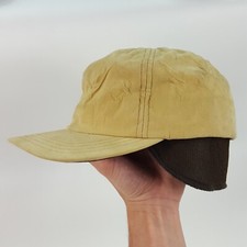 Vintage 80s Beige Outdoor Hunting USA Made Size Large Hat Baseball Cap Khaki