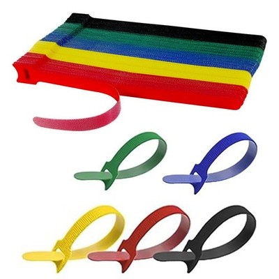 100 Pcs Multicolor Reusable Hook and Loop Cable Ties, 6 Inch Length, Adjustab...