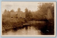 1910 The Old Mill Casco Maine ME River Scene RPPC Photo Posted Antique Postcard