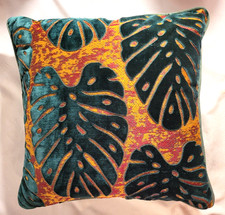 Alerfa 18" x 18" Cut Velvet Tropical Palm Leaf Cushion Throw Pillow