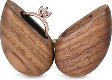 Wooden Heart Shaped Ring Box for Proposal Engagement Valentine's Day