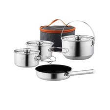 304 Stainless Steel Camping Cookware Set, Pots and Pans for Campfir... Fast Ship