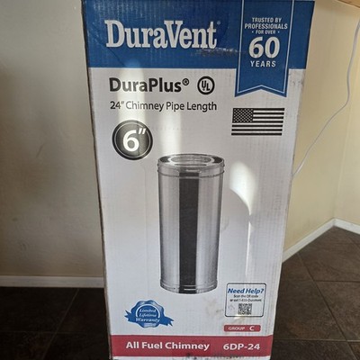 DuraVent DuraPlus All-Fuel DoubleWall Stove Chimney Vent Pipe 6 x24'' 6DP-24 NEW