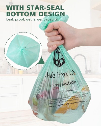 AYOTEE 150 Count Compostable Trash Bags 1.2 1 (Pack of 150), Green - Picture 6 of 7