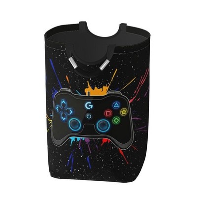 Gamer Game Joystick Large Laundry Hamper Bag With Waterproof Liner - Gaming T...