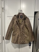London Fog Women  s Quilted Hooded Jacket Taupe Size M New With Tags BR1-C