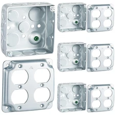 4 Set 4 × 4" Electrical Junction Box with Cover Electrical Metal Outlet Box 2...