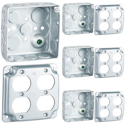 4 Set 4 × 4'' Electrical Junction Box with Cover Electrical Metal Outlet Box 2...