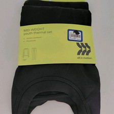 All In Motion Youth Thermal Set Kids S Black MidWeight Base Layer Thumbholes