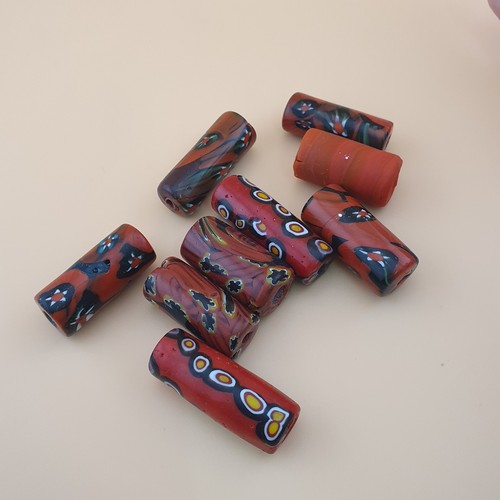 Lot of 9 Venetian African Style Eyes Glass Beads Lot