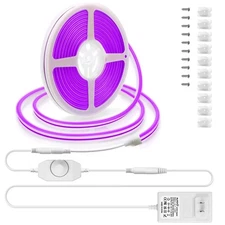 Alitove Neon Lights Strip Purple Silicone Flexible Dimmable LED Rope Light For D