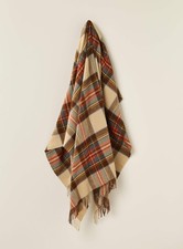 Scottish Tartan Plaid Merino Lambswool Throw Blanket, Antique Dress Stewart Tart