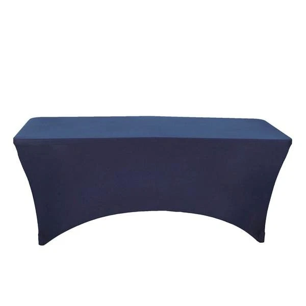 Navy Blue 8 ft RECTANGLE SPANDEX STRETCH TABLE COVER Fitted Tablecloth Wedding - Image 3 of 4