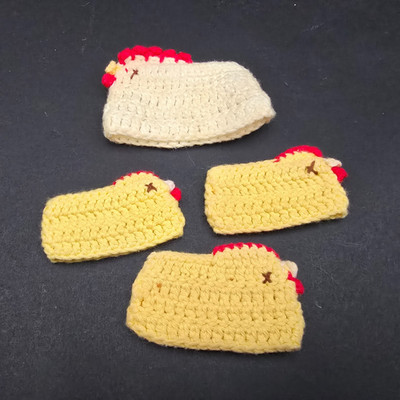 Vintage Chicken Easter Egg Cozy Crochet Knit Holder Decoration Cover Set
