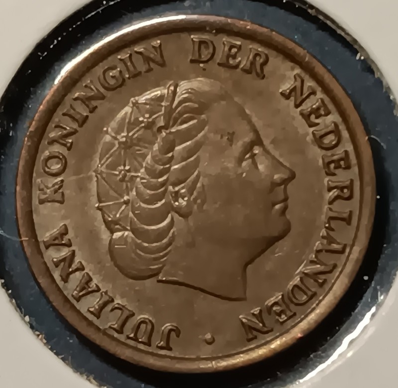 1955 Netherlands One Cent, Almost Uncirculated Condition, Excellent Details
