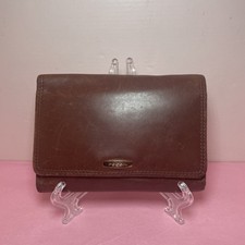 Vintage Fossil Women's Compact Brown Leather Trifold Wallet Coin Card ID Purse
