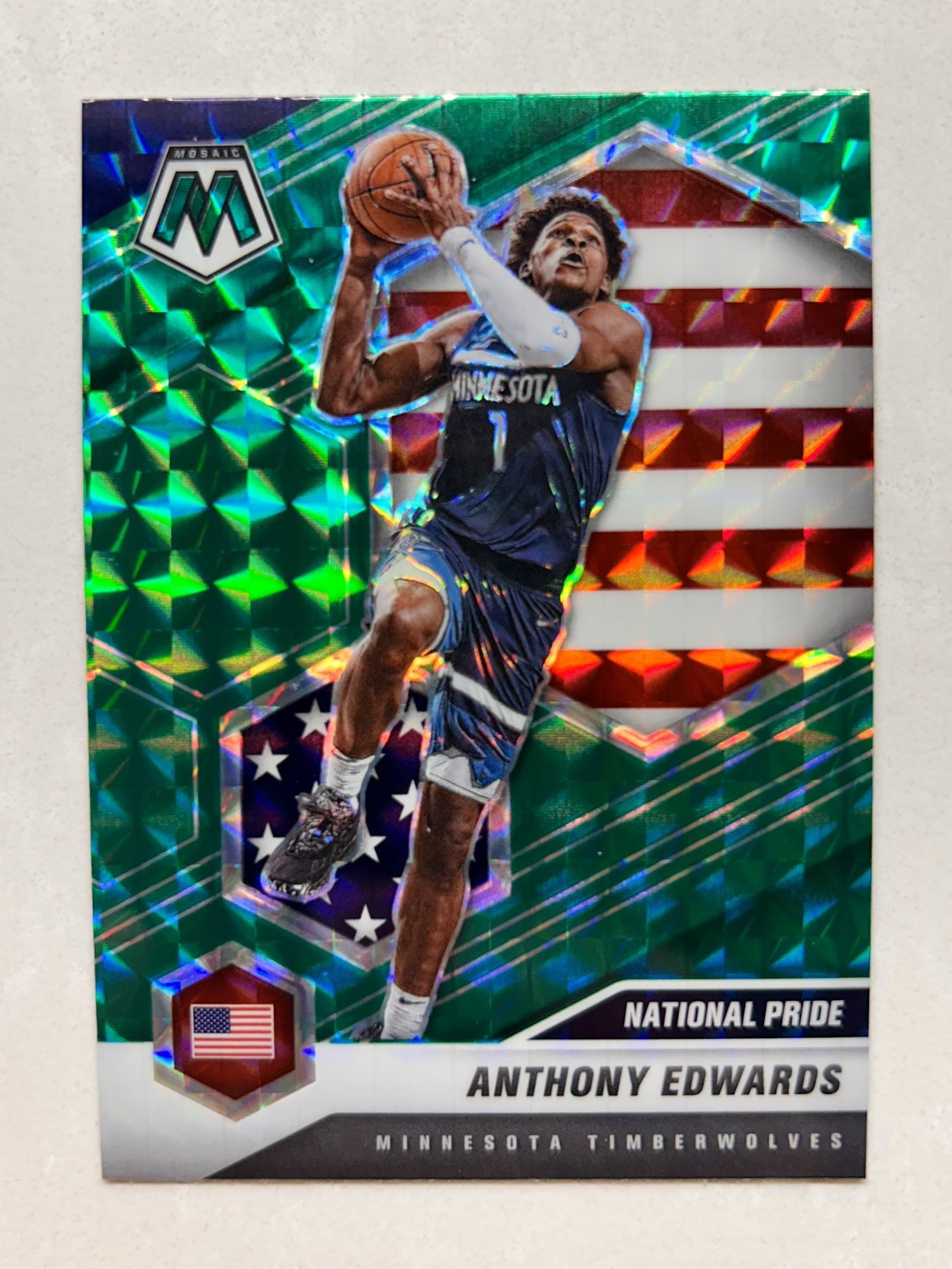 2020-21 Panini Mosaic - National Pride Anthony Edwards #252 Green Mosaic RC 🔥