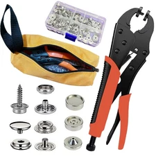 Heavy Duty Snap Fasteners Kit,15mm Snap Button Tool 134 Pcs Snaps for Fabric ...