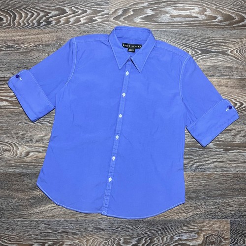 Ralph Lauren Black Label, Vintage RALPH LAUREN Black Label 1/2 Sleeve Button Up Purple Shirt size 12