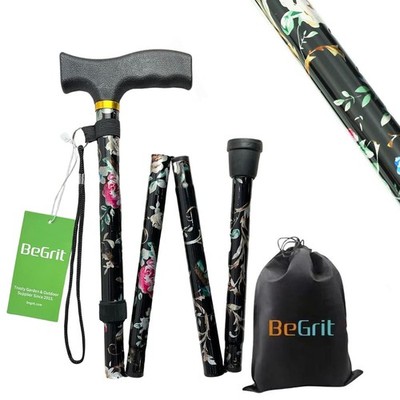 BeGrit Walking Cane for Women Adjustable Cane Collapsible Canes Folding BLACK