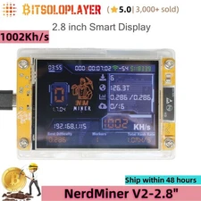 NerdMiner V2-2.8" BTC Solo Miner 1002Kh/s Crypto Bitcoin Mining Lotto Machine