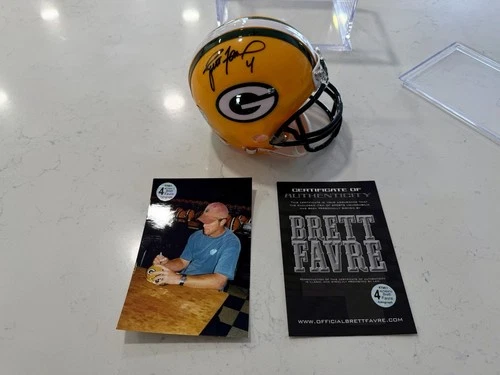 Brett Favre Autographed Mini Helmet - Favre Authenticated