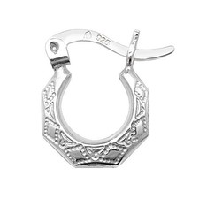 Contemporary 925 Sterling Silver Baby Creole Earrings - 14mm 11mm 226352U